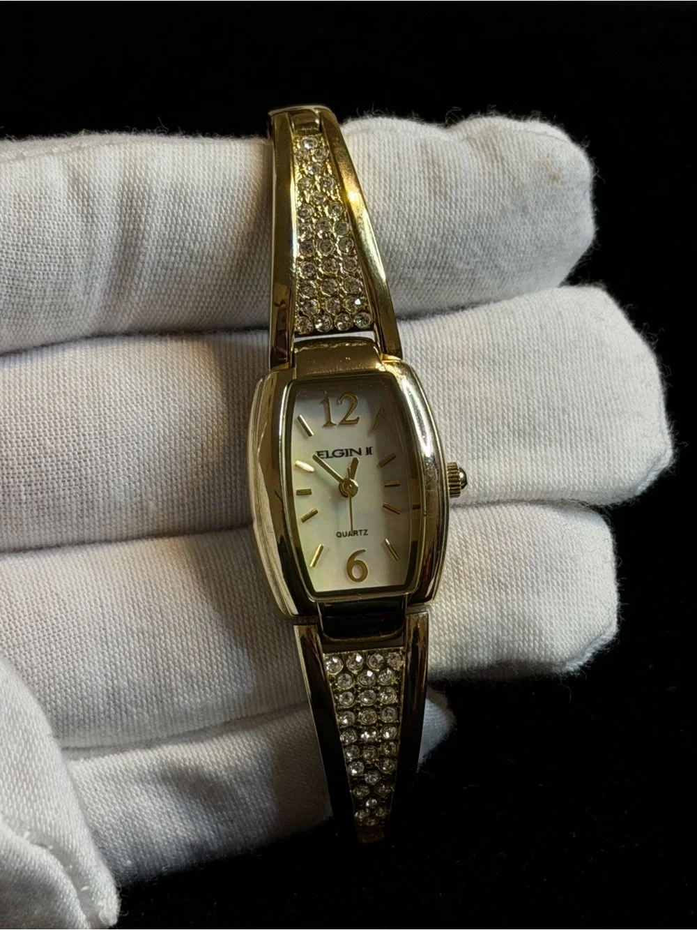 Elgin II Women's Gold-Tone Crystal Accent Bracelet Watch